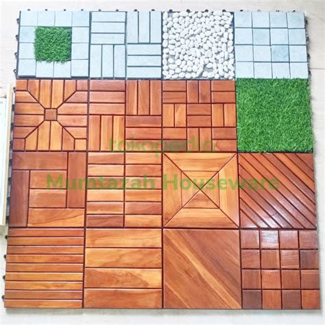 Jual Ready Stok Decking Tile Lantai Kayu Jati Bongkar Pasang 30X30 Cm