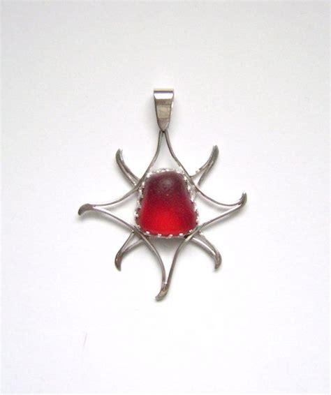 Sea Glass Jewelry Sterling Extreamely Rare Red Sea Glass Etsy Red