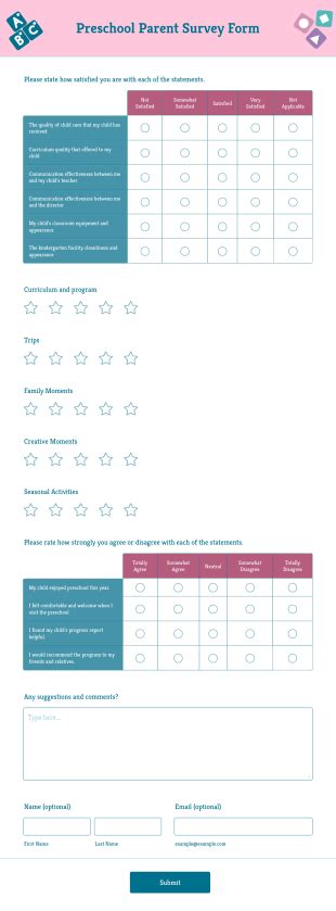 Preschool Parent Survey Form Template Jotform