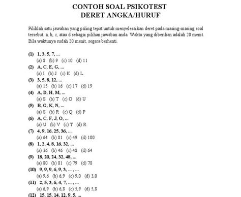 Soal Tes Psikotes Matematika Dasar Siswapelajar