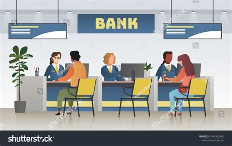 Bank Office Interior Professional Banking Service Stock Vector Royalty