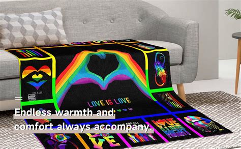 Amazon LGBT Blanket Gay Pride Throw Rainbow LGBT Colorful Flannel