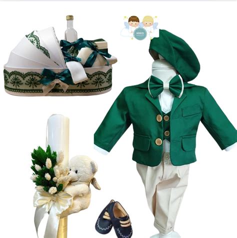 Trusou Botez Baieti Green Moments Baptism Set Hainute Magice