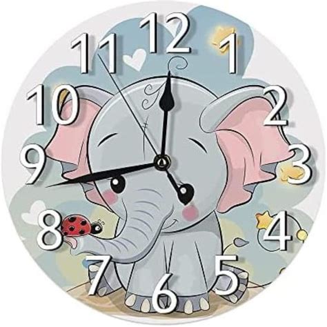 Horloge Murale Bébé Éléphant Sans Tic Tac Dessin Animé Mignon Éléphant