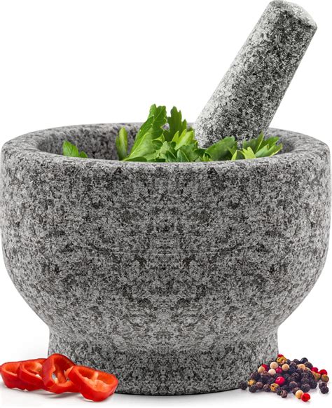 Weyri Mortar And Pestle Set 100 Natural Granite Slip Resistant Heavy