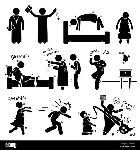 Exorcist Exorcism Evil Demon Spirit Ritual Stick Figure Pictogram Icon ...