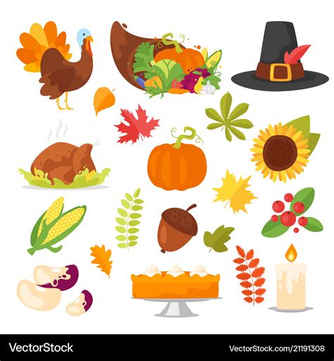 Colorful thanksgiving symbols Royalty Free Vector Image