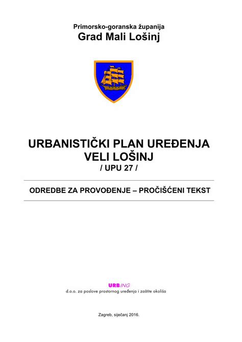 PDF URBANISTIČKI PLAN UREĐENJA VELI LOŠINJ Grad Mali Lošinj