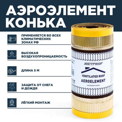Характеристики Аэроэлемент конька и хребта Ventilated Roof/ лента ...