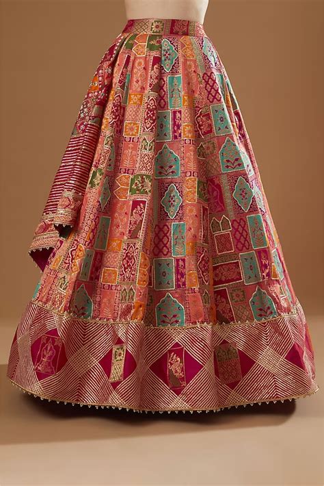 Buy Coral Banarasi Jamawar Embroidered Lehenga Aditi Gupta