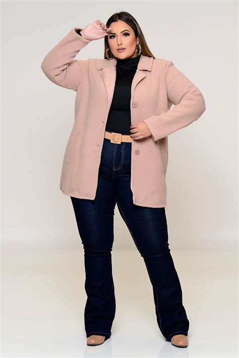 Casaco Plus Size Sherpa Vk Moda Plus Size