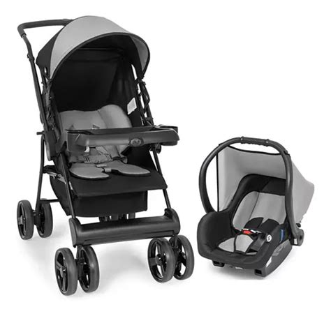 Carrinho De Bebê C Bebê Conforto Solare Preto Tutti Baby Cor Cinza