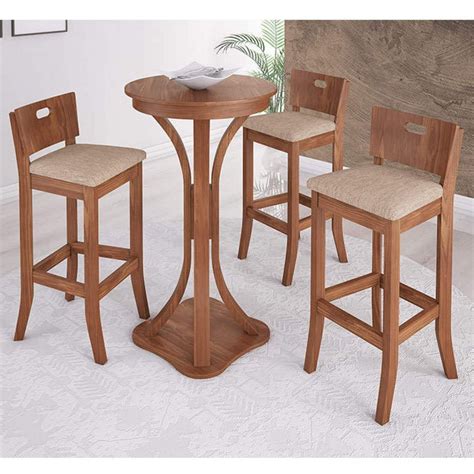 Conjunto Bistrô Com Mesa Alta E 3 Banquetas Altas Dubai Miller