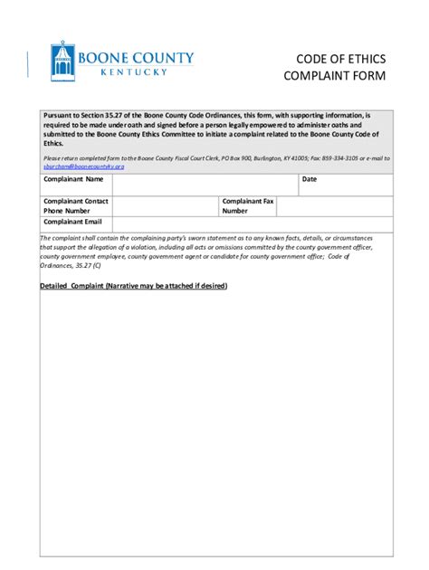 Fillable Online CODE OF ETHICS COMPLAINT FORM Fax Email Print PdfFiller