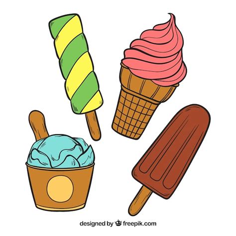 Set De Cuatro Helados Deliciosos Vector Gratis