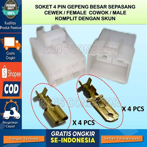 Jual SOKET SOCKET KONEKTOR CONNECTOR KABEL 4 PIN BESAR MALE FEMALE