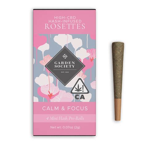 Cbd Garden Society Calm And Focus Rosettes Hash Infused Pre Roll Pack 2g