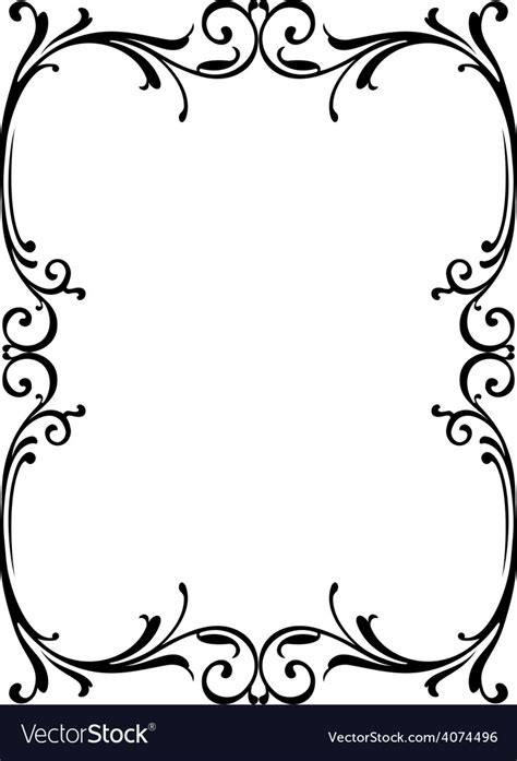 Calligraphy penmanship curly baroque frame black Vector Image