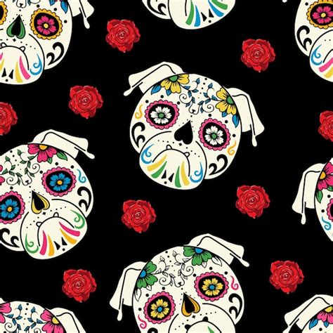 Pug Sugar Skull D A De Los Muertos Dia De Los Muertos De Patrones Sin