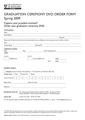 Fillable Online Alumni Auckland Ac Dvd Order Form Pre Graduation Pmd