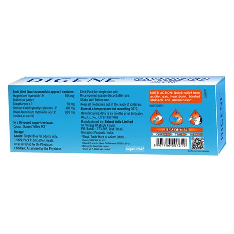 Buy Digene Antacid Antigas Gel On The Go Pack Orange Flavour Pack Of