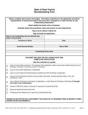 Fillable Online Fillable Online Recredentialing Form Fax Email Print