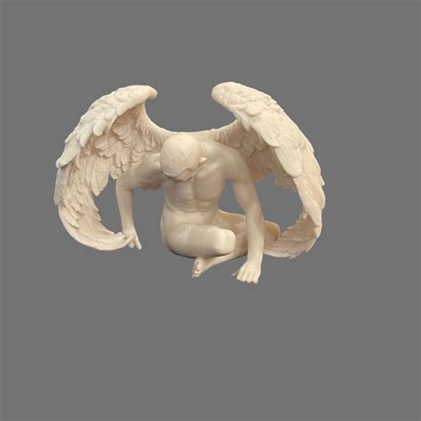 Nude Winged Grieving Male Angel Alabaster Statue X Estatesales Org