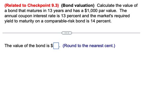 Solved Related To Checkpoint 93 Bond Valuation