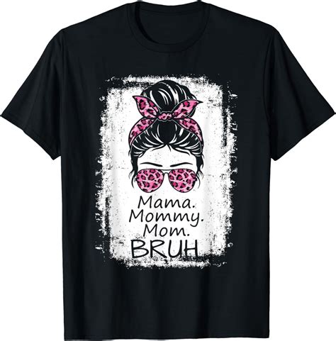 Mama Mommy Mom Bruh Mommy Funny Leopard Vintage T Shirt