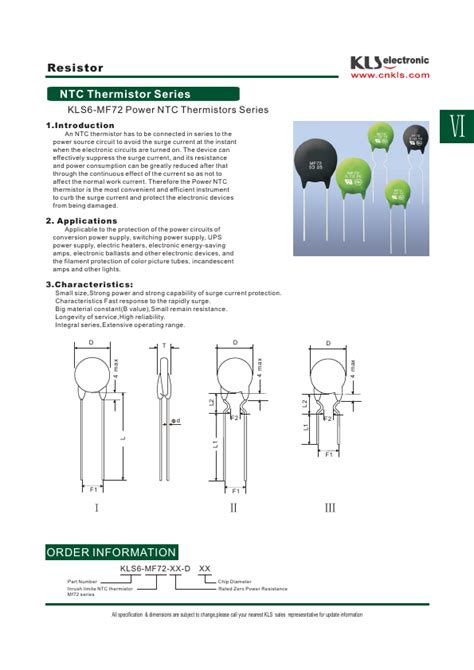 MF72 6D15 Datasheet PDF NTC Thermistor