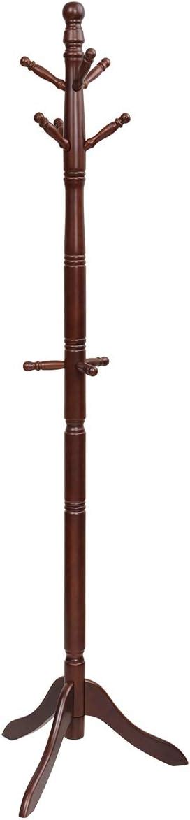 Tangkula Wood Tree Coat Rack Freestanding Entryway Coat