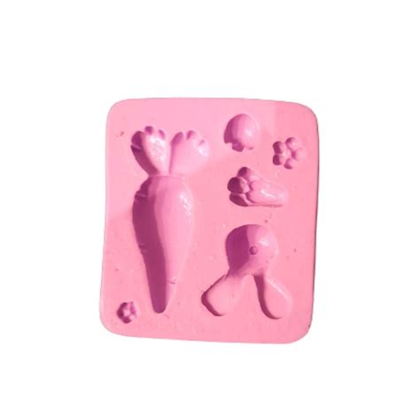 Molde De Silicone Coelho Cenoura Confeitaria F Elo