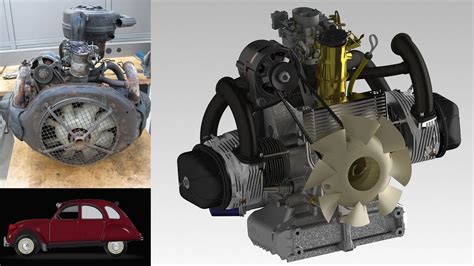 Moteur Citroën 2CV démontage modélisation Projet Génie mécanique