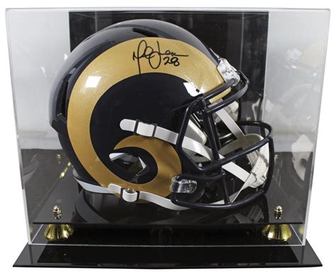 Marshall Faulk Signed Rams Full Size Speed Helmet With Display Case