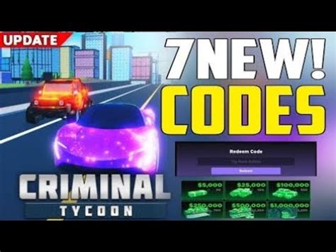 ALL NEW CRIMINAL TYCOON ROBLOX CODES 2024 CRIMINAL TYCOON CODES