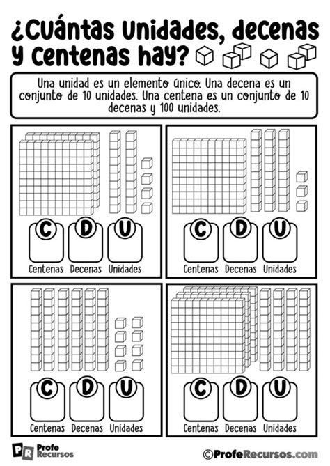 Practica De Centenas Decenas Y Unidades