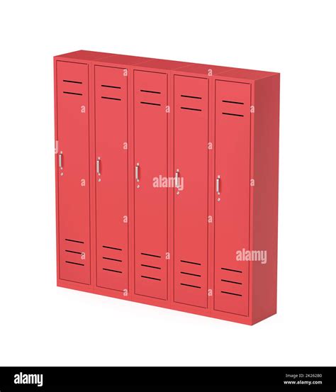 Five Red Metal Lockers Stock Photo Alamy