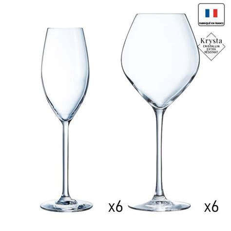 Ensemble 12 pièces Cheer Up Verres à Pied 47cl et Flute à Champagne