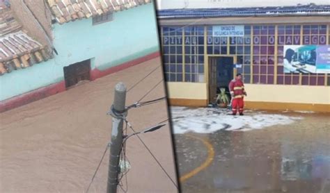 Jauja Torrencial Lluvia Inunda Calles Y