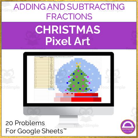 Adding And Subtracting Fractions Pixel Art Christmas Digital Activity