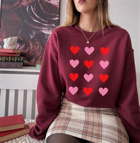 Heart Valentines Day Sweatshirt Valentines Day Sweatshirt Cute Girly