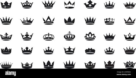 Set Of Vector King Crowns Icon On White Background Vector Illustration