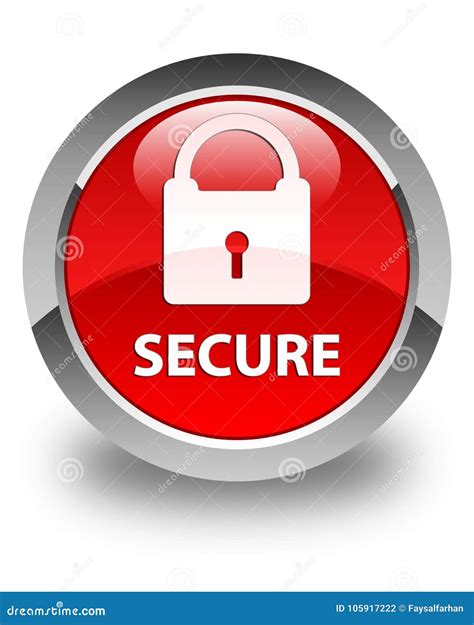 Secure Padlock Icon Glossy Red Round Button Stock Illustration