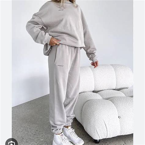 White Fox Tracksuit Set Mushroom Colour Only Worn A Depop