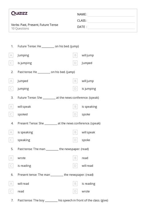 50 Future Tense Verbs Worksheets For 8th Year On Quizizz Free Worksheets Library