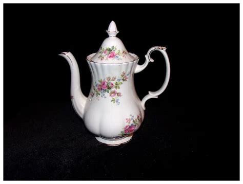 Royal Albert Bone China Moss Rose Coffee Pot Made In England Ruby Lane