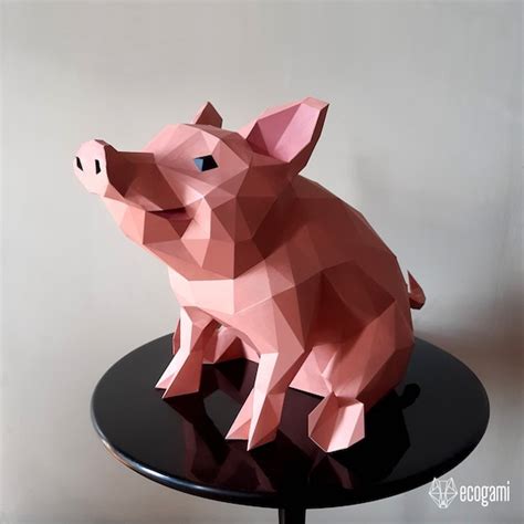 Ecogami Papercraft Cute Pig Papercraft Sculpture Printable D