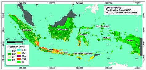 Vegetation Cover Types In Indonesia Based On Combined Modis Mcd12q1 And