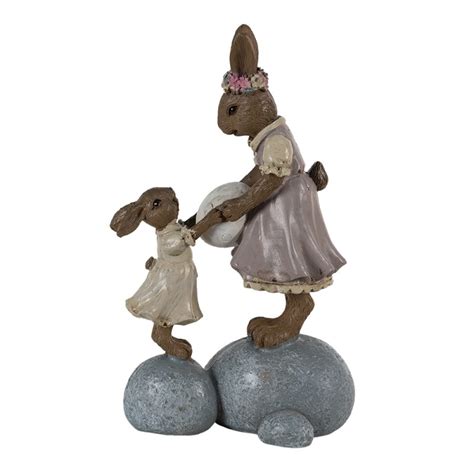 Pr Figurine Lapin X X Cm Marron Rose Polyr Sine Accessoires De