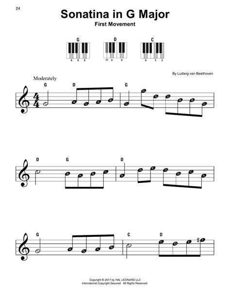 Sonatina In G Major By Ludwig Van Beethoven Sheet Music For Super Easy